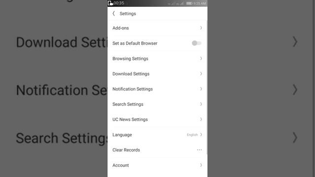 How to clear  uc browser  adds