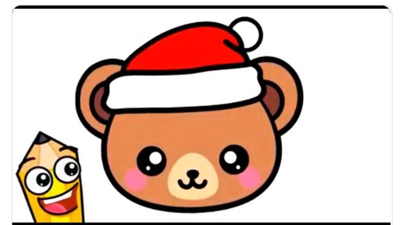 КАК ЛЕГКО НАРИСОВАТЬ МИЛОГО РОЖДЕСТВЕНСКОГО НОВОГОДНЕГО МЕДВЕЖОНКА KAWAII 🧸🎄❤️