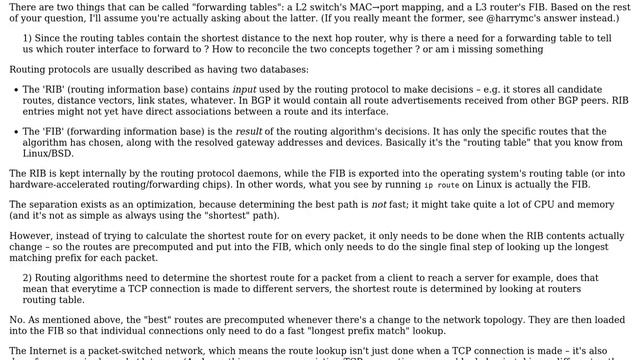 Relation between routing table and forwarding table network layer (2 Solutions!!)