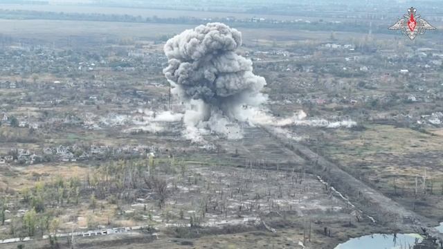 Применение авиабомбы по пункту управления БпЛА в районе н.п Волчанск