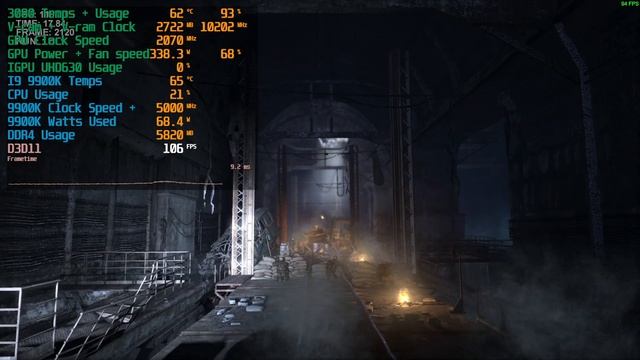 Metro 2033 Benchmark Asus 3080 TUF RTX OC 10GB  + 9900k Intel Benchmark