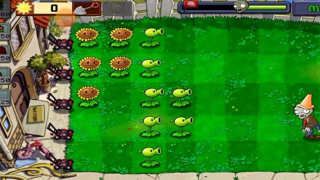 Шестой уровень в Plants vs zombies