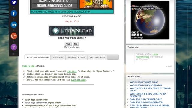 How to download watch dogs trainer cheat pc