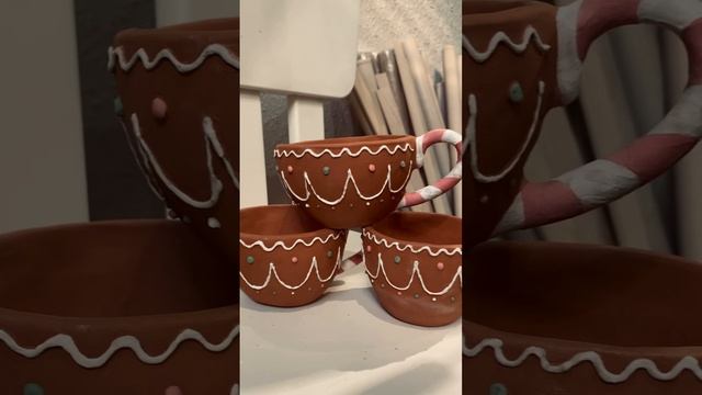 пряничные чашки. чашки на новый год из глины