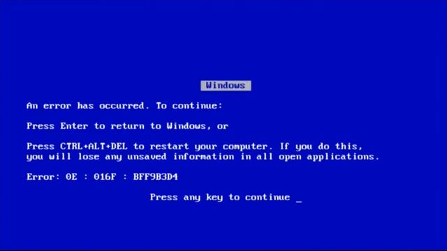 Эволюция Синего экрана смерти BSOD с Windows1.0-10