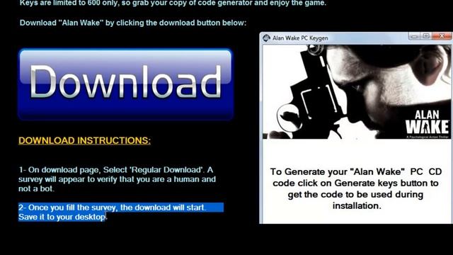 Free Alan Wake PC KeyGen