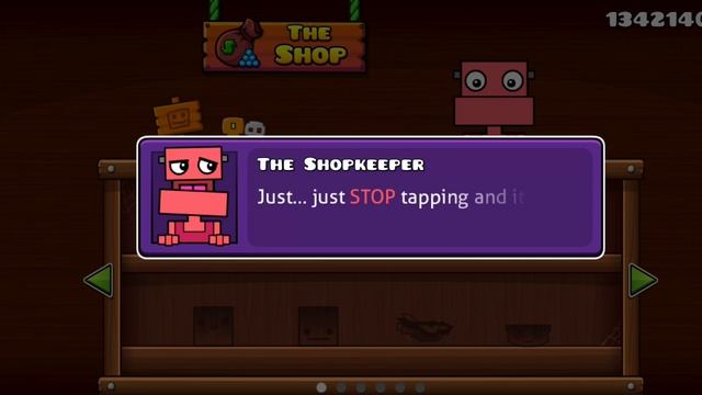 Что будет если трогать продавца скинов в geometry dash