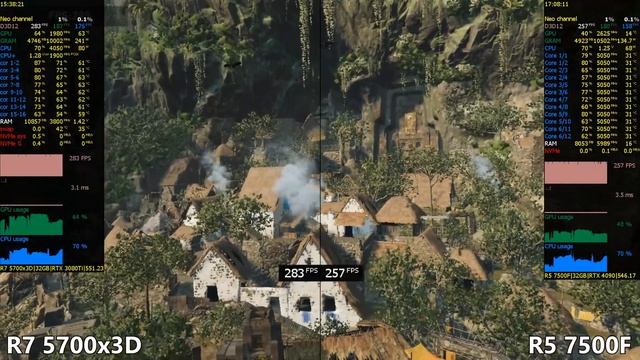 Ryzen 7 5700x3D vs Ryzen 5 7500F Test in 13 Games or R7 5700x3D vs R5 7500F