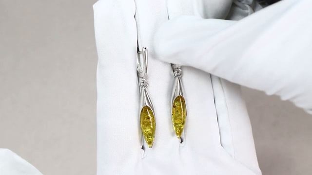 Серебряные серьги Дарвин с янтарём 929021313ab-л