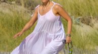 Scarlett Johansson spotted on Hamptons beach