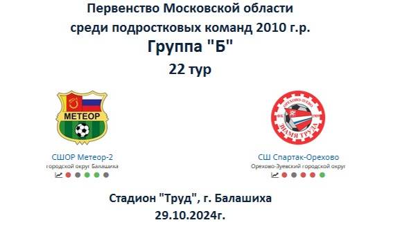 22 тур. Метеор-2 (Балашиха) : Спартак-Орехово (Орехово-Зуевр) 2:2