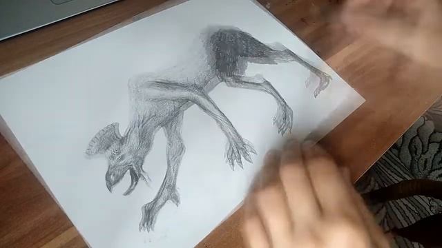 Speed drawing a monster while soundtrack from STALKER plays in the background