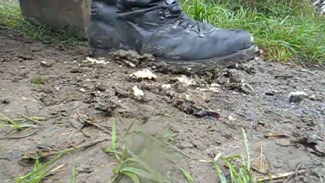 BW boots in mud with cake