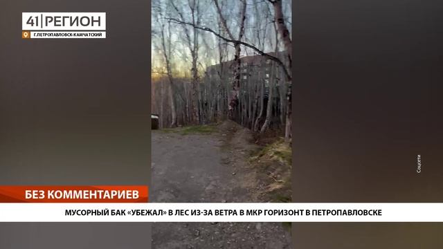 МУСОРНЫЙ БАК «УБЕЖАЛ» В ЛЕС ИЗ-ЗА ВЕТРА В МКР ГОРИЗОНТ В ПЕТРОПАВЛОВСКЕ • БЕЗ КОММЕНТАРИЕВ