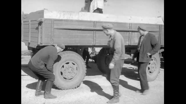 Автопоезда на целине.  ЗиЛ 164А и 3 прицепа. 1970 год