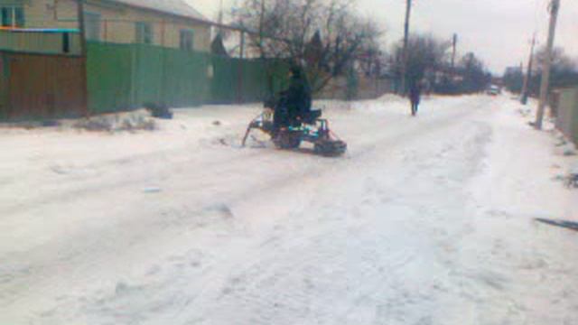 Самодельный снегоход,испытание. Видео 1.