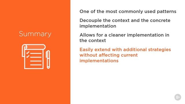 01. Behavioral
02. C# Design Patterns Strategy
02. Strategy Pattern
07. Summary And Final Words