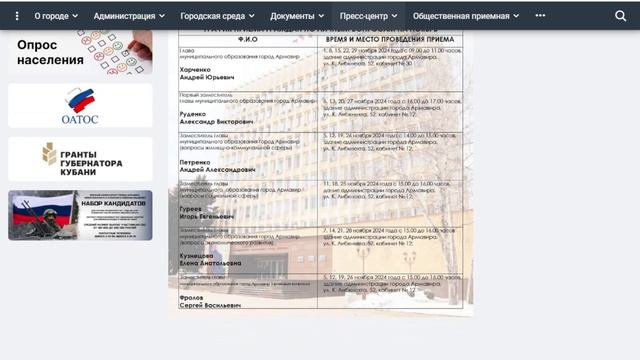 Администрация Армавира опубликовала график приема граждан в ноябре