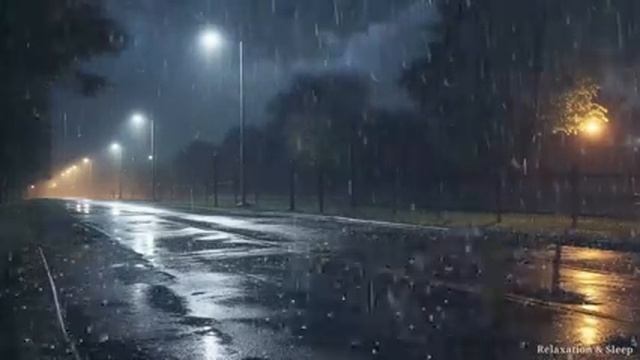 Addormentati in soli 3 minuti con forte pioggia, vento e tuoni in una strada suburbana deserta