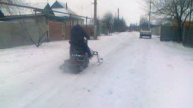 Самодельный снегоход,испытание. Видео 2.