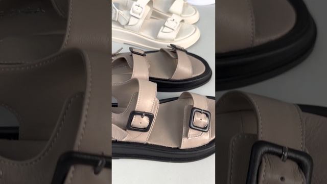 Босоножки женские кожаные на низком ходу (6716)