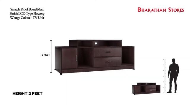 Scratch Proof Board Matt Finish LCD Type Flowery Wenge Colour TV Unit  Furniture