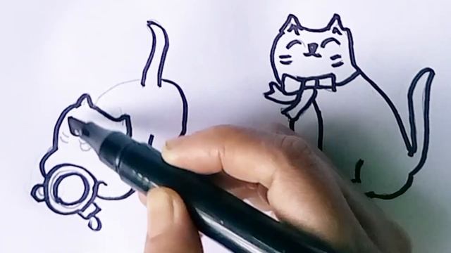 Красивый рисунок котят! для детей! как нарисовать кошку