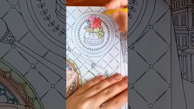 Antistress coloring page Fantasy Dream. Сake, waffles, dessert picture