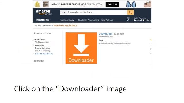 Install downloader app on Amazon Fire TV