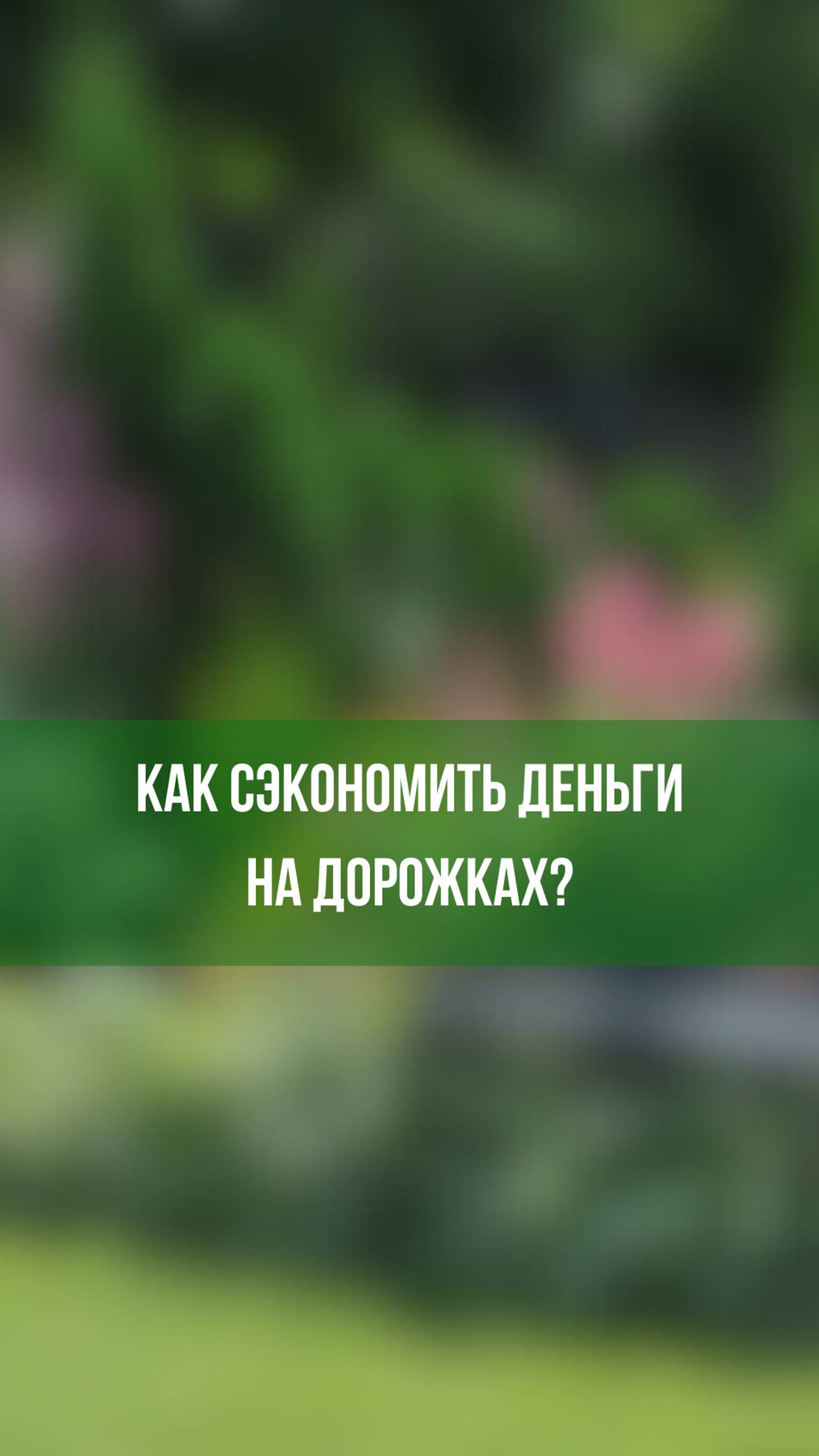 Как сэкономить деньги на дорожках?