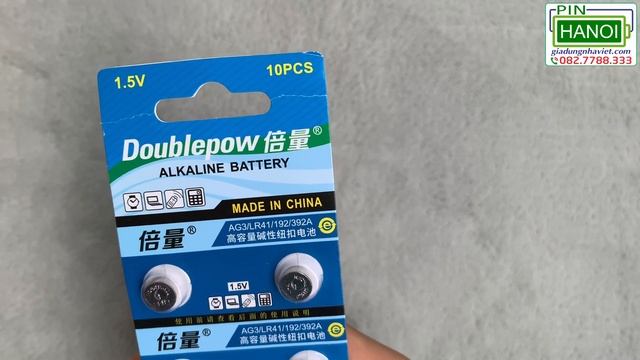 Vỉ 10 pin cúc áo Doublepow Alkaline Battery AG3 LR41 192 392A 1.5V