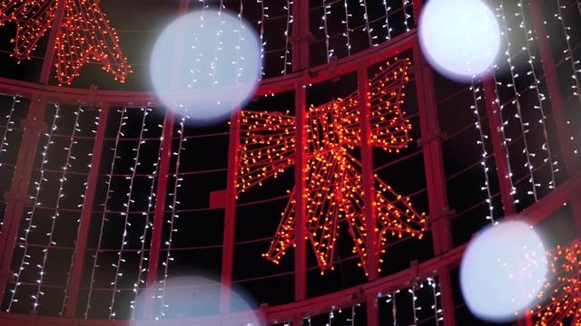 Cover Construction Decorated With Christmas Lights