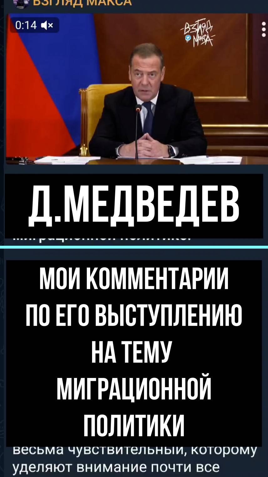 Медведев о миграции, я - о словах Медведева. (02.11.24)