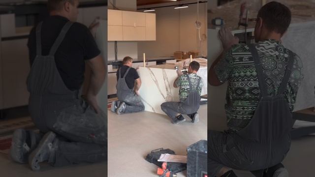 Установка столешницы острова в студии мебели и дизайна WoodTworez #дизайн #мебельназаказ