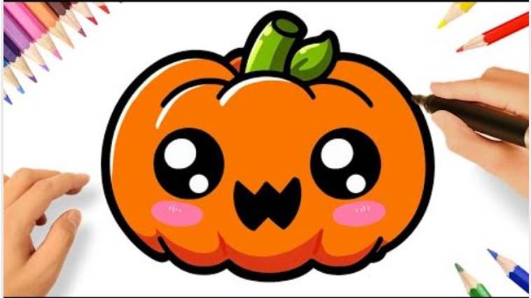 КАК НАРИСОВАТЬ МИЛУЮ ТЫКВУ В СТИЛЕ KAWAII ЛЕГКО 🎃