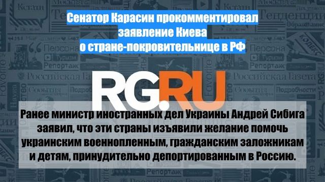 Сенатор Карасин прокомментировал заявление Киева о стране-покровительнице в РФ