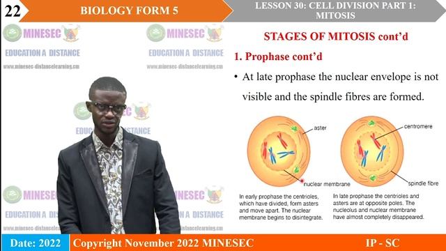 IP-SC BIOLOGY Form 5 Lesson 30 Cell Division Part 1; Mitosis