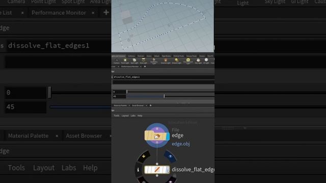 Dissolve Flat Edges Labs Node in Houdini