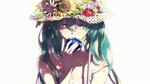 Хатсуне Мику с Надкусанным Яблоком - Hatsune Miku with Apple - Живые Обои