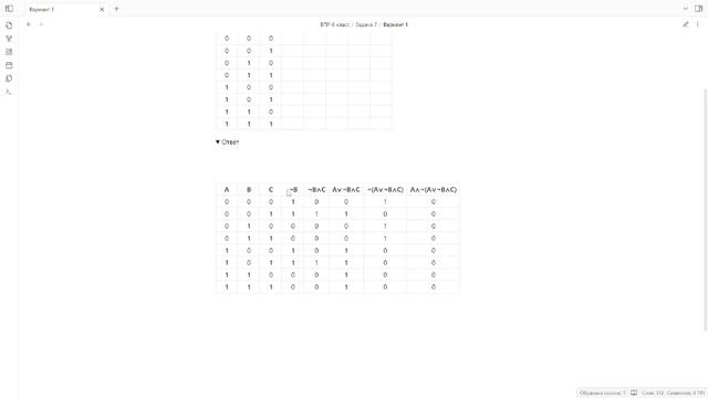 ВПР, 2025, 8 класс, Задание 7. Заполните таблицу истинности выражения...