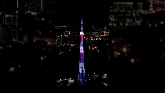 Красивая подсветка телебашни в Новосибирске