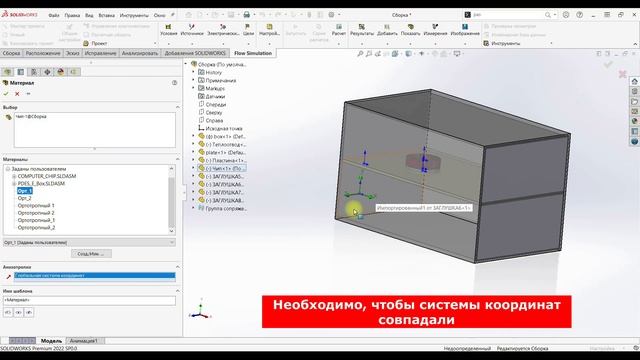 Flow Simulation SOLIDWORKS Расчет ЧИП в блоке РЭС