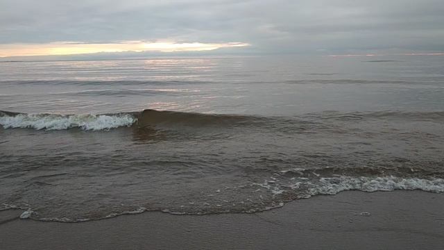 залив, закат, прибой