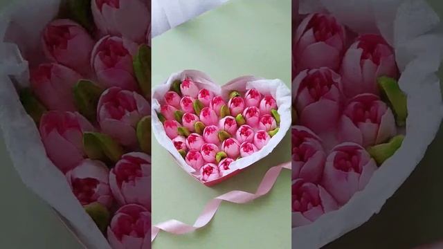 Букеты-сердце с зефирными тюльпанами🌷