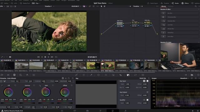 Split Toning в Davinci Resolve для создания образа. Использование "среднего серого" цвета.