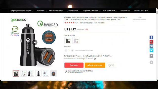 💪 Top 3 mejores CARGADORES DE AUTO para VENDER con CARGA RAPIDA en Aliexpress español 2019