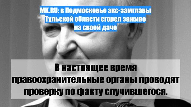 MK.RU: в Подмосковье экс-замглавы Тульской области сгорел заживо на своей даче