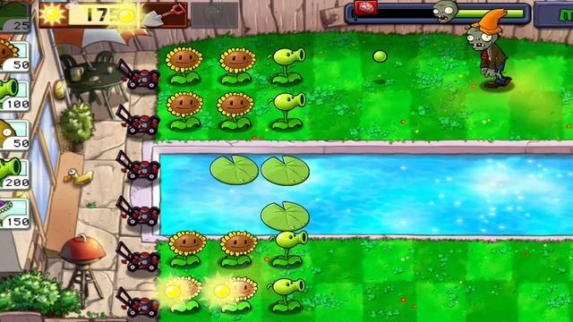 Plants vs Zombies - уровень - POOL - 1