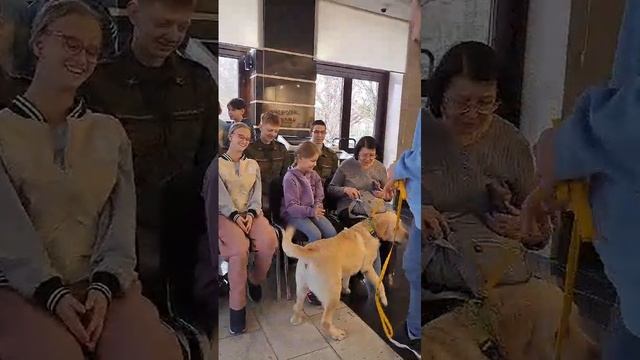 Кинолог с собакой, натренированной для работы с детьми с ОВЗ