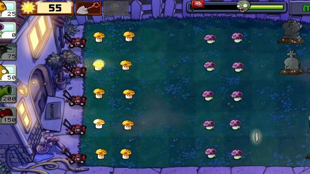 Plants vs Zombies - уровень - NIGHT - 6